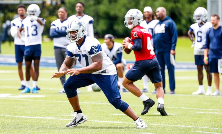 Tyron Smith de volta aos treinos após uma grave lesão e uma cirurgia no pescoço.